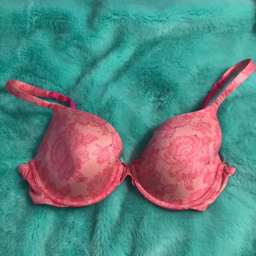 Victoria’s Secret Pink Floral Rhinestoned Bra